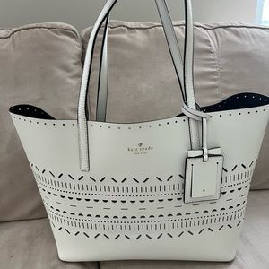 Kate Spade large white leather tote